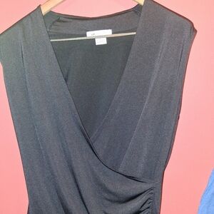 Sleeveless Liz Claiborne Black Top. Silky Material With a criss cross front (L)